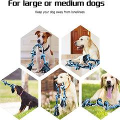 Durable Red Interactive Dog Rope Toy - Tough and Heavy Duty Toy for Aggressive Chewers, Suitable for Medium to Large Dogs, Featu