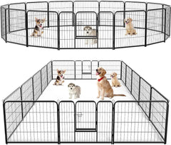 Dog Playpen Indoor - Pet Fence Puppy Exercise Pen for Yard Gate 8 Panel 24” Height Heavy Duty Crates