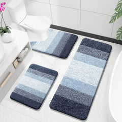 Bathroom Rugs Sets 3 Piece, Soft Absorbent Microfiber Bath Rugs and U-Shaped Contour Toilet Rug Area Rug Set