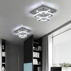 Crystal Flush Mount Ceiling Light Fixtures LED Round Square Chandelier Light Fixture Ceiling Lamp for Kitchen Hallway Foyer