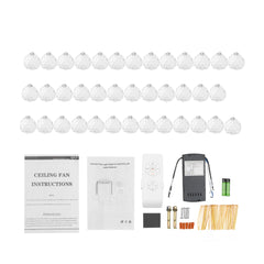 Ceiling Fans with LED Light, K9 Crystal Accents, Adjustable Speed & Timing, Retractable ABS Blades, Pure Copper Motor