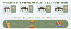 12'x18'Patios Double Roof Canopy Aluminum Frame Outdoor Gazebo Tent Curtains Netting for Patio Backyard Deck and Lawns