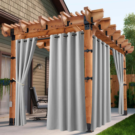 2/4PCS Waterproof Outdoor Curtains, UV Protection, Thermal Insulation, Sun Blocking, Grommet Top for Porch, Pergola, Cabana