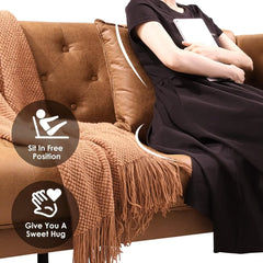 Handmade Button Tufted Leather Couch for Apartment | Office 79''W X 30''D X 30''H Home Furniture Brown Sofa Bed Sofas Living