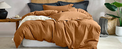 JELLYMONI 100% Washed Cotton 3 Pieces  Duvet Cover - Linen Like Textured Breathable Comforter Cover with Pillow Shams
