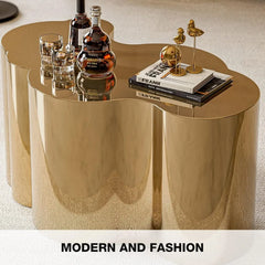 Modern Gold Stainless Coffee Table,Stainless Steel Small Cloud Fashion Design Accent Table End Table for Living Room Bedroom