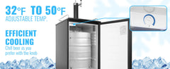 SucceBuyBeer Kegerator Dual Tap Draft Beer Dispenser Full Size Keg Refrigerator with CO2 Cylinder Shelves Drip Tray & Rail Black