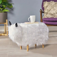 Velvet Cow-Shaped Ottoman – Cute Footstool with Cushioned Seat for Playroom & Porch