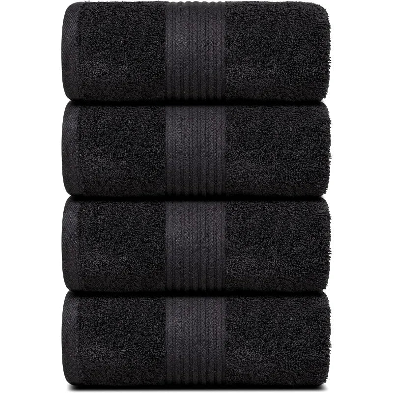 4 Pack Large Bath Towels (100% Cotton, 27x54 Inches) Plush Bath Towels - Luxurious, Dries Quickly, Super Absorbent