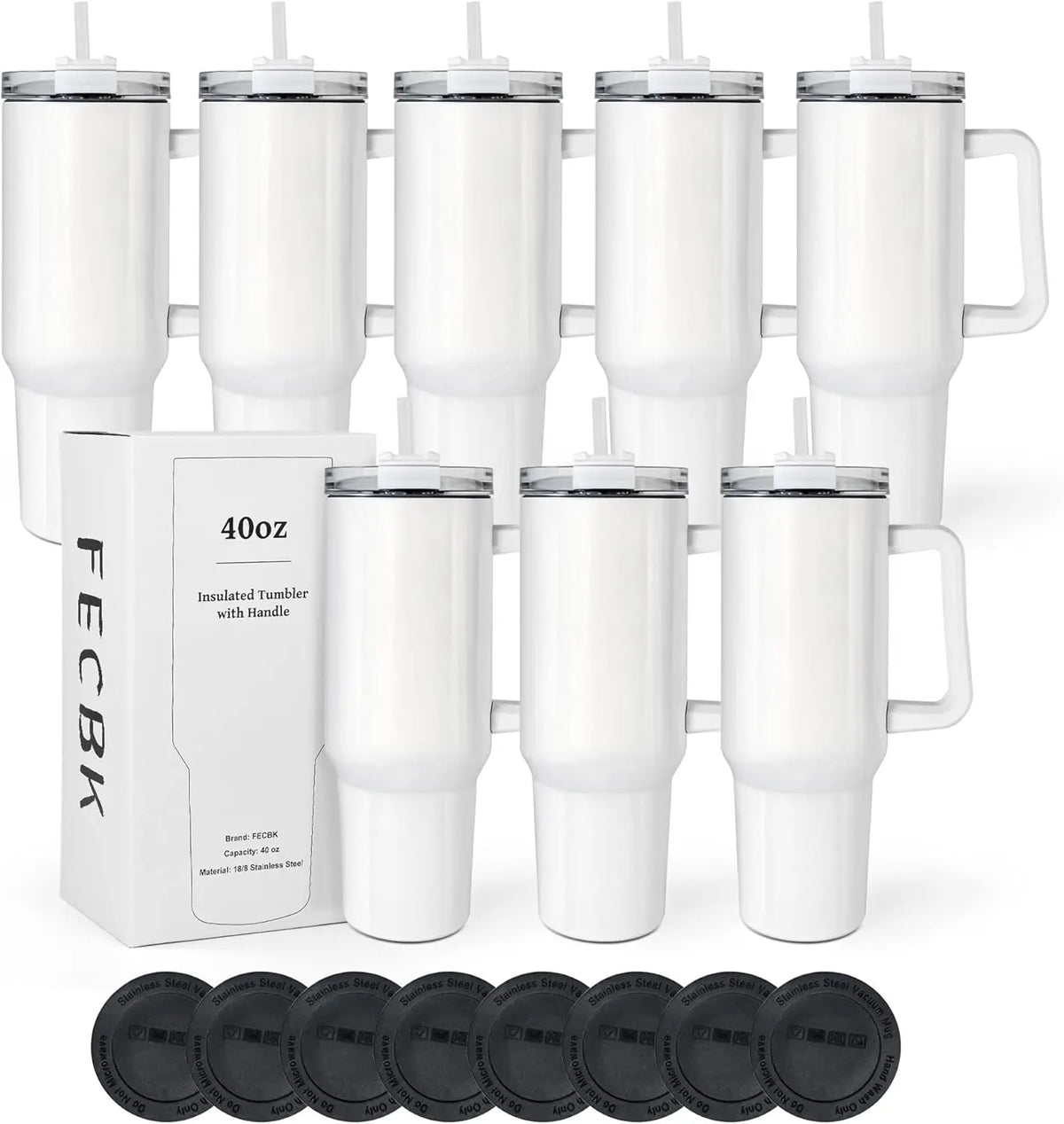 40 oz Sublimation Tumbler with Handle and Straw Keeps Cold for 34 Hours 8 Pack Stainless Steel Double Wall Vacuum Insulated Mugs