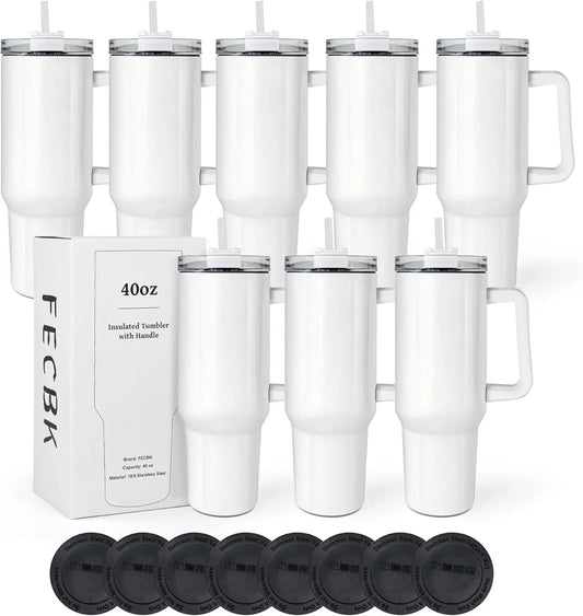 40 oz Sublimation Tumbler with Handle and Straw Keeps Cold for 34 Hours 8 Pack Stainless Steel Double Wall Vacuum Insulated Mugs