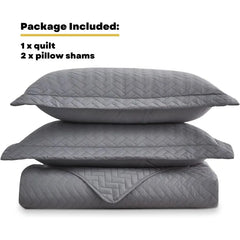 White Quilt Set Queen Size, Lightweight Bedspread Ultrasonic Chevron Pattern Light Coverlet for All Season Comforter Bedding