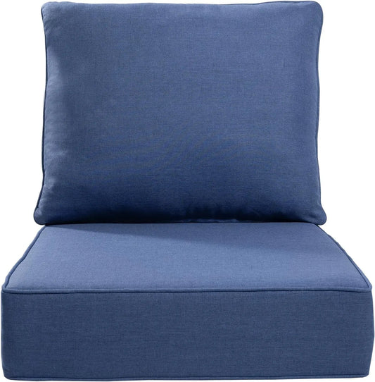 Luxury 6 Inch Outdoor Cushions 24x24 - Water&UV&Fade Resistant 1 Set Zippered Patio Furniture Cushion for Wicker Dining Rocking