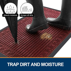 Front Door Mat Outdoor Entrance, Heavy Duty Sturdy Rubber Doormat, Stain and Fade Resistant, Easy To Clean, Low Profile