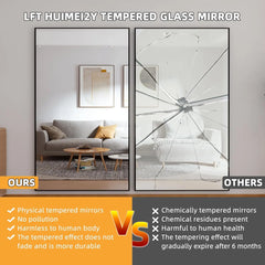 Full-length Mirror, 76.4 "x37" Black Oversized Tempered Floor Mirror with Stand, Full-length Vanity Mirror Suspended or Tilted,