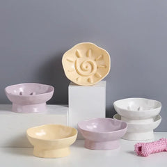 Food Bowl Ceramic Elevated Cats Small Dogs Slow Feed Bowls Anti-choking Pet Eating Feeders Anti-gulping Puppy Supplies