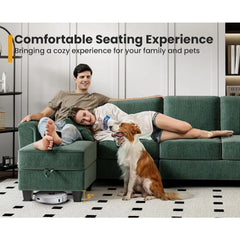 Sectional Sofa Couch for Living Room, 106 Inches L Shaped Couch with Storage, 5 Seater Corduroy Home Sofas, Modern Couches with