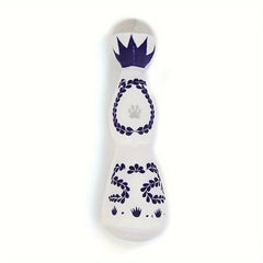 1Pc Interactive Squeaky Plush Dog Toy - Pet Chew Toys with Durable Plush Material in Unique Blue & White Porcelain Vase Design