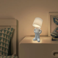 Creative Table Small Book Lights Little Naughty Boy Night Light Shy Man Lamp for Children Home Room with Lampshade Nightstand La