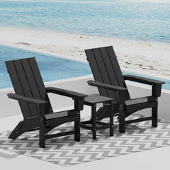 Portable Chairs Table Set of 3, Folding Adirondack Chair Table for All Weathers, Outdoor Fire Pit Chairs for Patio Poolside