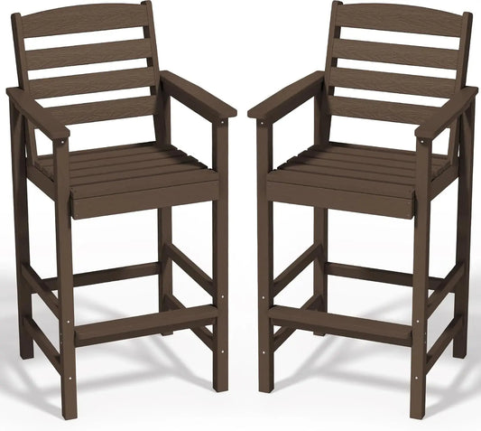 Tall Adirondack Chairs Set of 2, Balcony Adirondack Chairs Set, Outdoor Bar Height Barstools Chair Set  Bistro Poolside, Garden