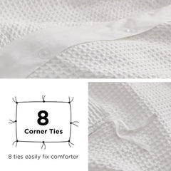 Cotton Duvet Cover King - 100% Cotton Waffle Weave Coconut White Duvet Cover King Size, GentleSoft™ and Breathable Bedding Set