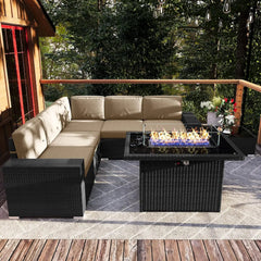 Patio Furniture Set  Fire Pit Table, Outdoor Sectional Wicker Conversation Sofa Sets  patio furniture  patio furniture set