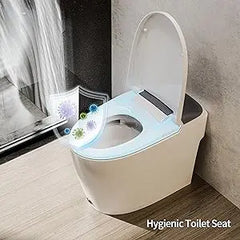 Non-electric One Piece Elongated Bidet Toilet for Bathroom, Built-in Air Pressure-Assisted System for Power Flush,Footkick Flush