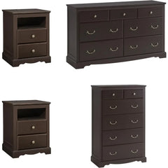 Farmhouse 4 Pieces Bedroom Sets Includes 7Drawers Dresser 6 Dresser Organizer, Two Nightstands with Charging Station Bedroom Set