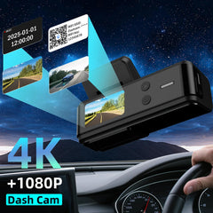 Aprilboy 4K Dash Camera Front and Rear WiFi Car Dvr Dual Car Camera Easy To Install Car Camera Recorder Touched GPS Black Box