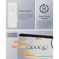 Smart Toilet,One Piece Bidet Toilet for Bathroom ,Warm Water and Dry,Heated Seat,Foot Sensor and Night Light, Auto Flush