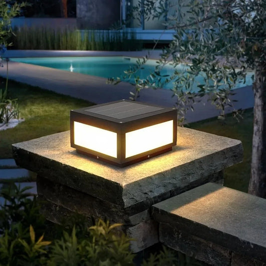 Solar Post Lights Outdoor Waterproof, Porch Fence Cap Aluminum Deck Lamp for Flat Garden Decor with IP54 Waterproof E26 Bulb
