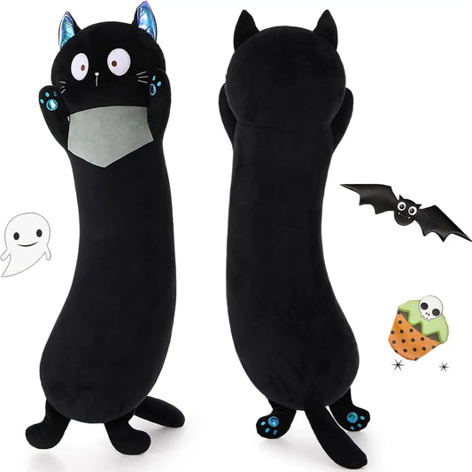 MorisMos Giant Stuffed Animal Cat Body Pillow, 40'' Big Halloween  Stuffed Animal Black Kitten Throw Pillow For kids,Adults