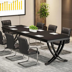 6.5FT Conference Table for 6-8 People 78inch Long Rectangular Seminar Table with Strong Metal Frame Business Furniture Boardroom