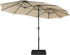 13 ft Large Patio Umbrella with Base Included, Double-Sided Outdoor Market Extra Umbrella with Easy Crank Handle