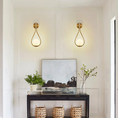 19" Set of 2 Modern Golden Wall Sconces with Opal Glass Globe, Mid-Century Design, Luxury Wall Lights for Bedroom(No Bulb)