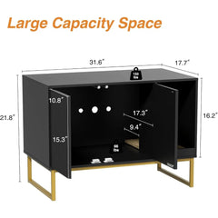 Cat Litter Box Enclosure, Fluted Hidden Litter Box Furniture with Scratch Pad and Metal Legs, Modern Enclosed Cat Cabinet