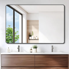 Bathroom Mirror for Wall, 55x36 Inch Rectangle Mirrors with Metal Frame, Modern Vanity Wall Mirror Decor for Entryway Hangs,