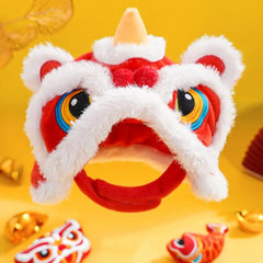 Dance Lion Hats For Cats Cute Plush Pet Hat Chinese New Year Costume Soft Warm Clothes Pets Daily Cat Dog Dress Up Supplies