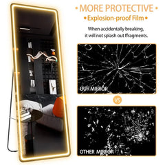 65"x22" Full Length Floor Mirror LED Whole Body Mirror, Wall Mounted Hanging Mirror with Lights, Makeup Vanity Mirror, Bedroom