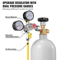 SucceBuy CO2 Regulator Dual Triple Gauges with Check Valve Draft Beer Keg Homebrew CGA320 for Beer dispenser Home Bar Use