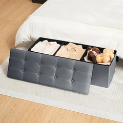 43" Storage Ottoman Bench with Divider, Multifunctional Foot Stool, Toy Chest & Shoe Bench for Bedroom, Living Room Home