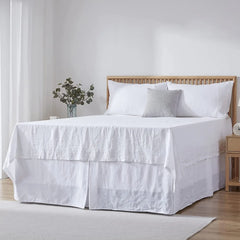 Simple&Opulence Premium 100% Linen Bed Skirt Basic Style 18 inch Tailored Drop Dust Proof Easy Fit Breathable Bedspreads Bed