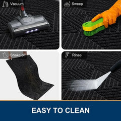 Front Door Mat Outside Entrance, Heavy Duty Sturdy Natural Rubber Doormat, Trap Dirt and Moisture, Easy Clean Low Profile