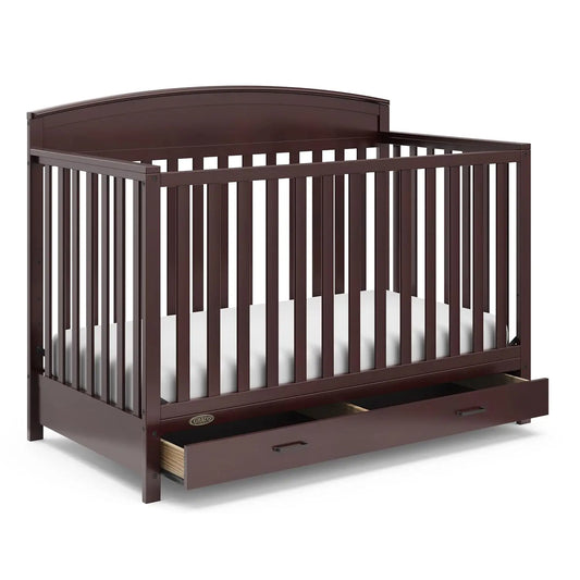 Benton 5-In-1 Convertible Crib With Drawer (Espresso) - Converts From Baby Crib To Toddler Bed, Daybed And Full-Size Bed, Fits