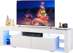 LED Entertainment Center for 60 to 70 Inch TV, Modern TV Console with 2 Drawers, TV Stands for Living Room