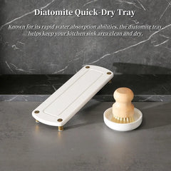 Gold Soap Dispenser Set Comes with Stainless Steel Pumps Instant Dry Tray and Dish Scrub Brush Suitable for Kitchen Decor