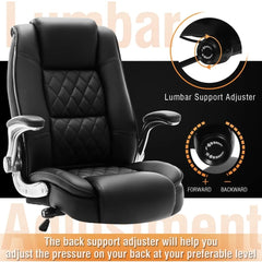 High Back Office Chair- Flip Arms Adjustable Built-in Lumbar Support, Executive Computer Desk Chair Work Chairs