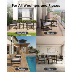 3 Piece Wicker Patio Furniture Set, Outdoor Rocking Chairs, Outdoor Furniture with Table & Cushions, Patio Chairs for Balcony