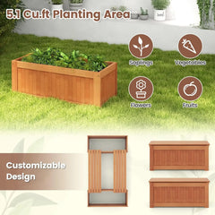 Outdoor Bench  Wood Raised Garden Bed with Open Base, Weather-Resistant Deep Planter Boxes for Flowers Fruit Vegetable